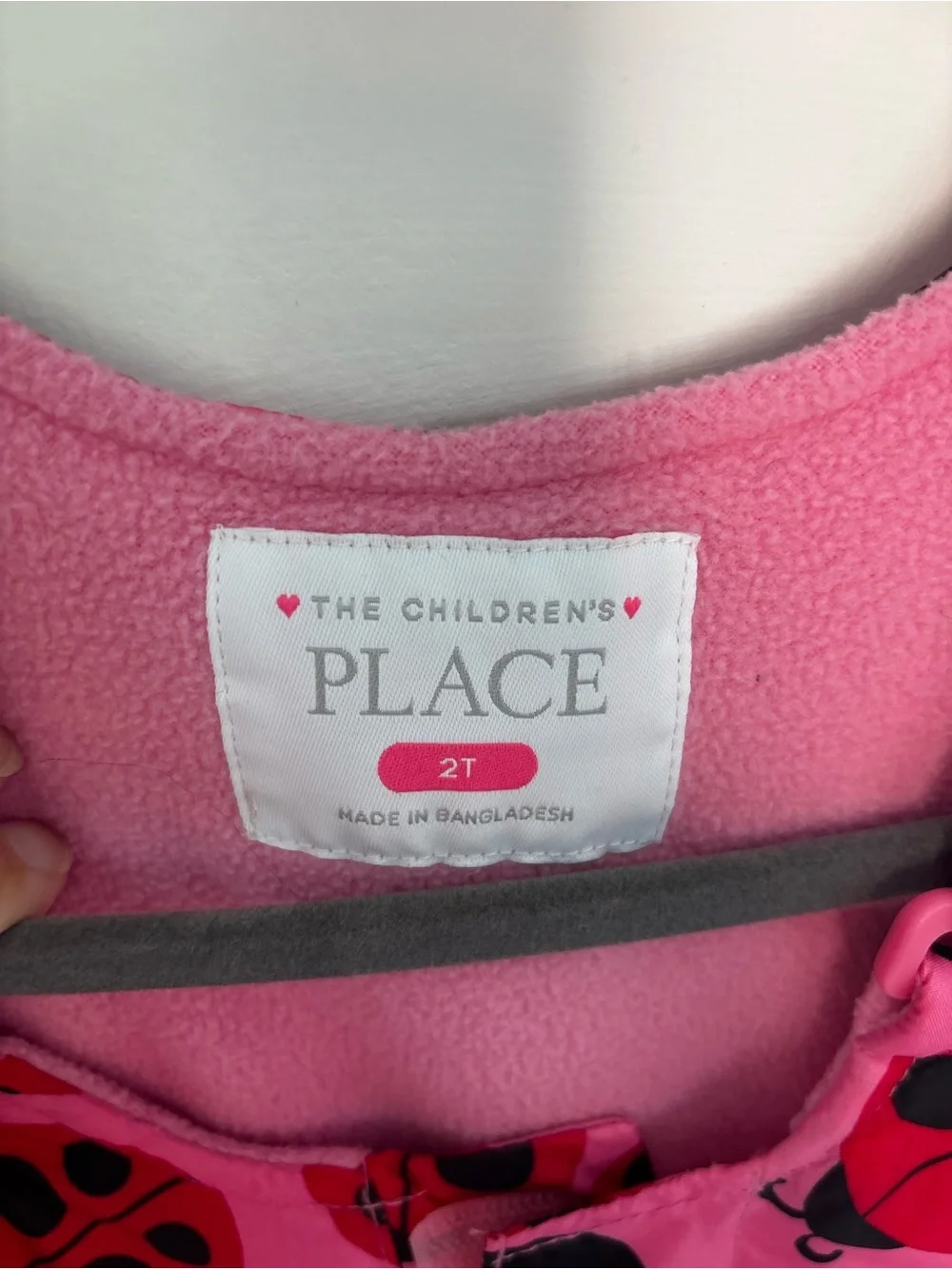The Children's Place Pink Fleece Snow Overalls with Ladybug Print
